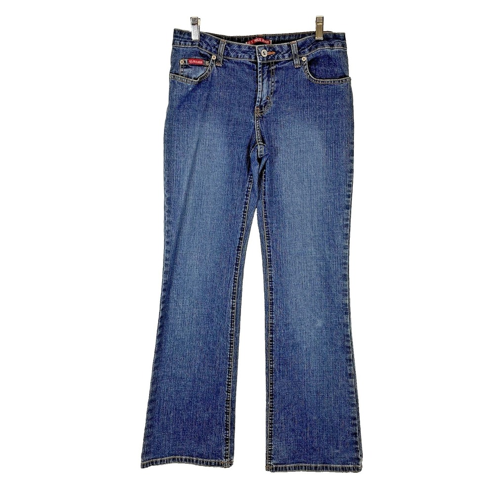 US Polo Assn Womens Jeans Size 11/12 Flare Bootcut Y2K Low Rise Blue Denim